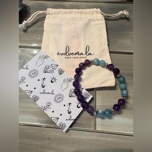 Aquamarine & Amethyst Evolvemala Bracelet EUC